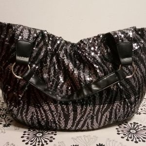 Black sequin handbag